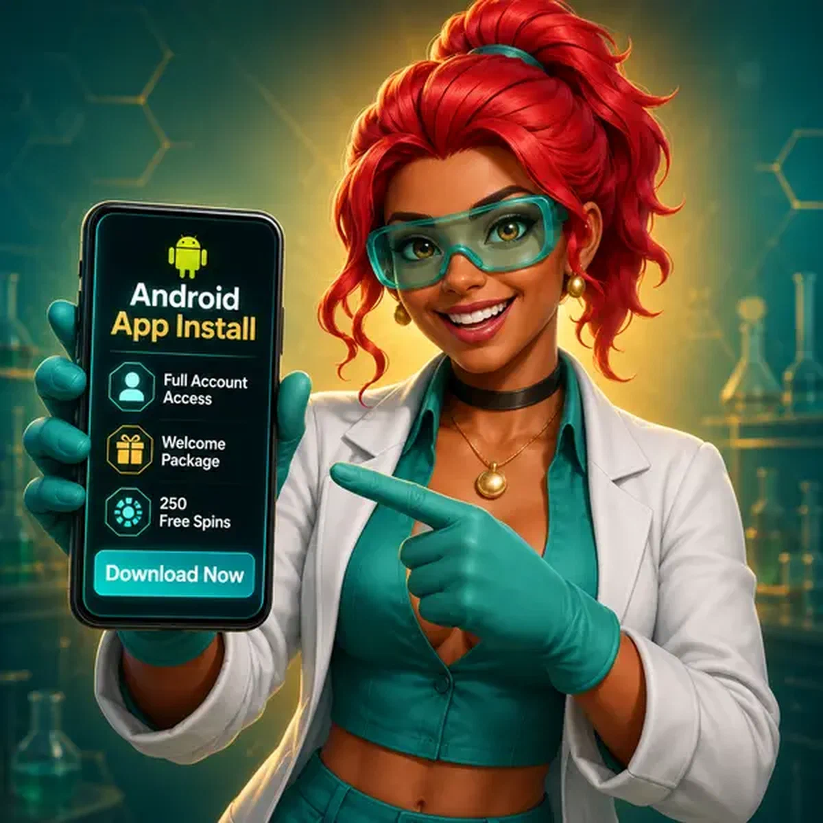 Guide enthousiaste présentant le téléchargement de l'application Android Boomzino sur un écran de smartphone lumineux