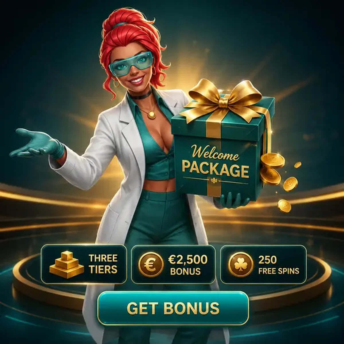 Joueur présentant une boîte cadeau du pack de bienvenue lors de l'inscription Structure et Mécanismes du Pack de Bienvenue