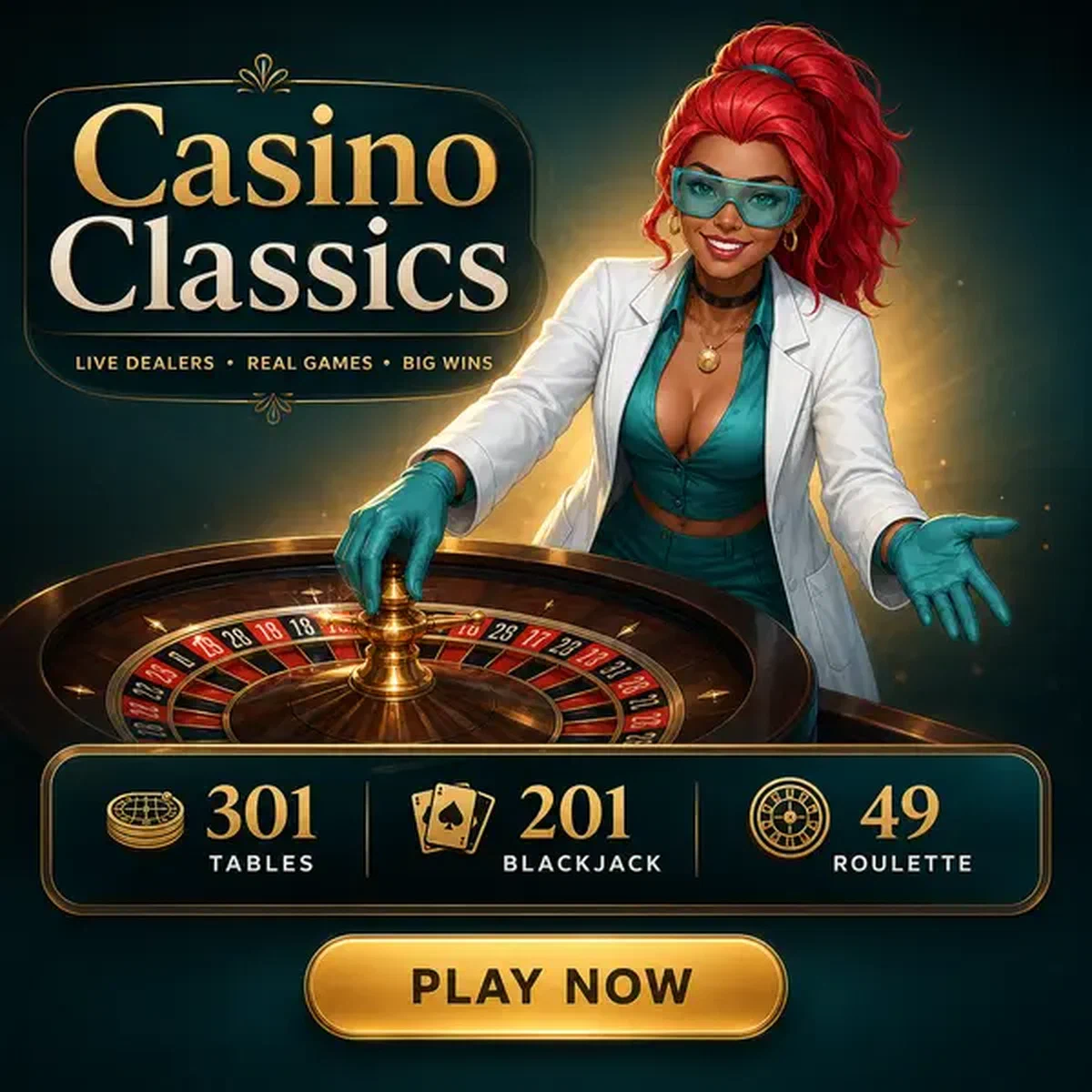 Croupier en direct faisant tourner la roue de roulette à la table vibrante Boomzino Casino Games